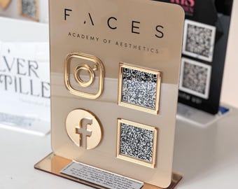 2 QR Code Business Instagram Facebook Social Media Sign | Salon Sign | Beauty QR code Sign