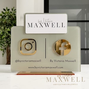 Double Icon with Logo Business Social Media Sign | Salon Sign | Beauty Sign | Hairdressers Beautician Sign