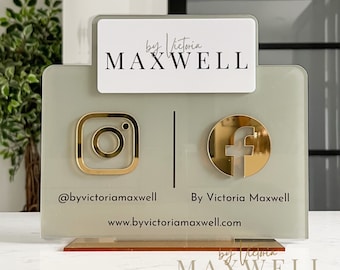 Double Icon with Logo Business Social Media Sign | Salon Sign | Beauty Sign | Hairdressers Beautician Sign