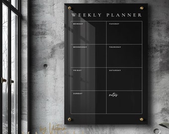 Personal Weekly Planner | Recyclable Acrylic Reusable Wipeable Organization Calendar | + Free Marker Pen