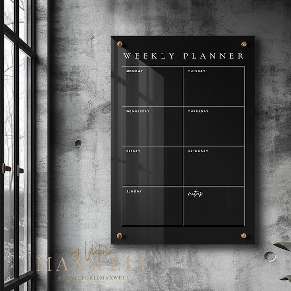 Personal Weekly Planner | Recyclable Acrylic Reusable Wipeable Organization Calendar | + Free Marker Pen