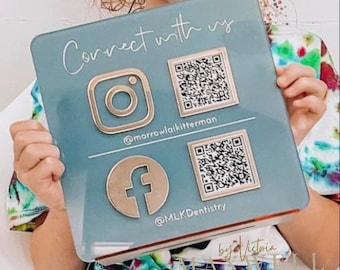 QR Code Stand Instagram Facebook Business Social Media Sign | Salon Sign