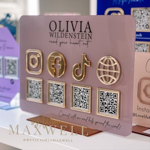 Multi QR Code Instagram Facebook Business Social Media Sign | Salon Sign | QR Code Sign