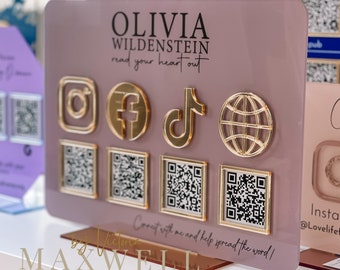 Multi QR Code Instagram Facebook Business Social Media Sign | Salon Sign | QR Code Sign