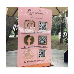 Acrylic Business Social Media Sign QR Code Plaque Signage Business Table Talker Standee Salon Beautician Hairdresser Counter Top Display