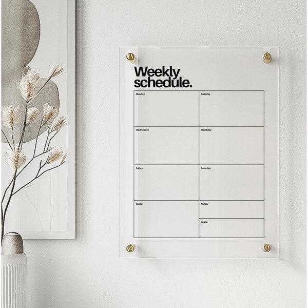 Personal Weekly Planner | Recyclable Acrylic Reusable Wipeable Organization Calendar | + Free Marker Pen