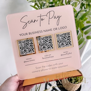 Scan to Pay oder Social Media Acryl QR Code Schild Plakettenständer