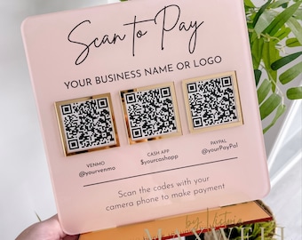 Scan to Pay ou support de plaque en acrylique pour code QR sur les réseaux sociaux