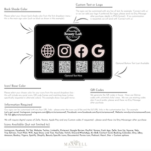Multi QR Code Instagram Facebook Business Social Media Sign | Salon Sign | QR Code Sign image 2