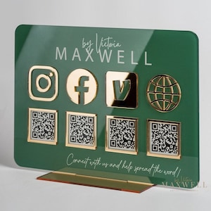 Multi QR Code Instagram Facebook Business Social Media Sign | Salon Sign | QR Code Sign image 6