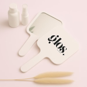Personalisierter Handspiegel mit individuellem Logo - Individueller Salon-Spiegel für Make-up Artists, Wimperntechniker, Hairstylists & Beauty