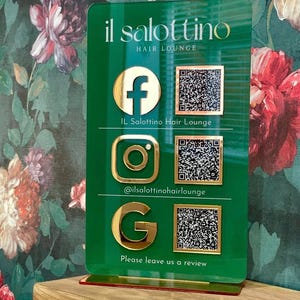 Drievoudig pictogram en QR-code Instagram Business Social Media-bord | Salonbord | Schoonheidsteken | Marketingbord met QR-code afbeelding 11