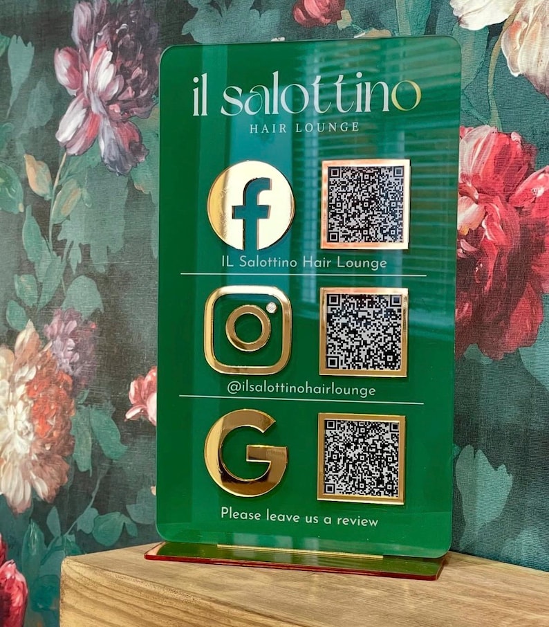 Drievoudig pictogram en QR-code Instagram Business Social Media-bord | Salonbord | Schoonheidsteken | Marketingbord met QR-code afbeelding 11