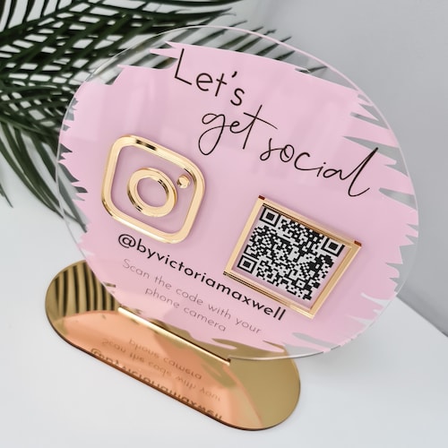 Circular Business Social Media QR Code Sign | enseigne de salon | signe beauté | Coiffeurs Esthéticienne Sign