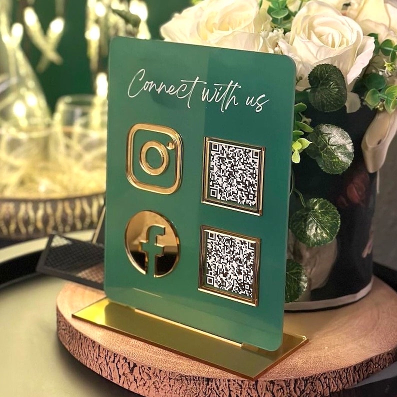 Double QR Code Entreprise Instagram Facebook Social Media Sign enseigne de salon Signe de code QR de beauté image 7