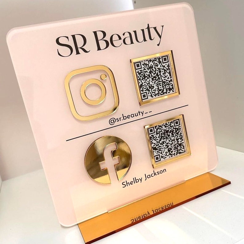 Multi QR Code Business Instagram Facebook Social Media Sign Salon Sign Beauty Sign image 10