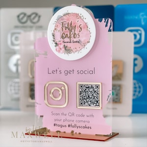 Social Media QR Code Acrylic Sign with Your Business Logo