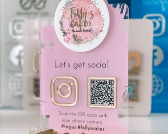 Social Media QR Code Acrylic Sign with Your Business Logo