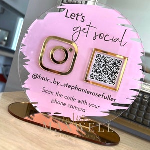 Circular Business Social Media QR Code Sign Salon Sign Beauty Sign Hairdressers Beautician Sign image 10