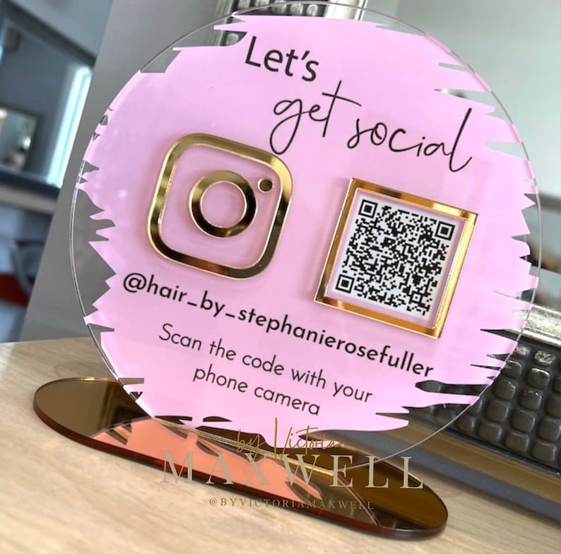 Circular Business Social Media QR Code Sign Salon Sign Beauty Sign Hairdressers Beautician Sign image 10