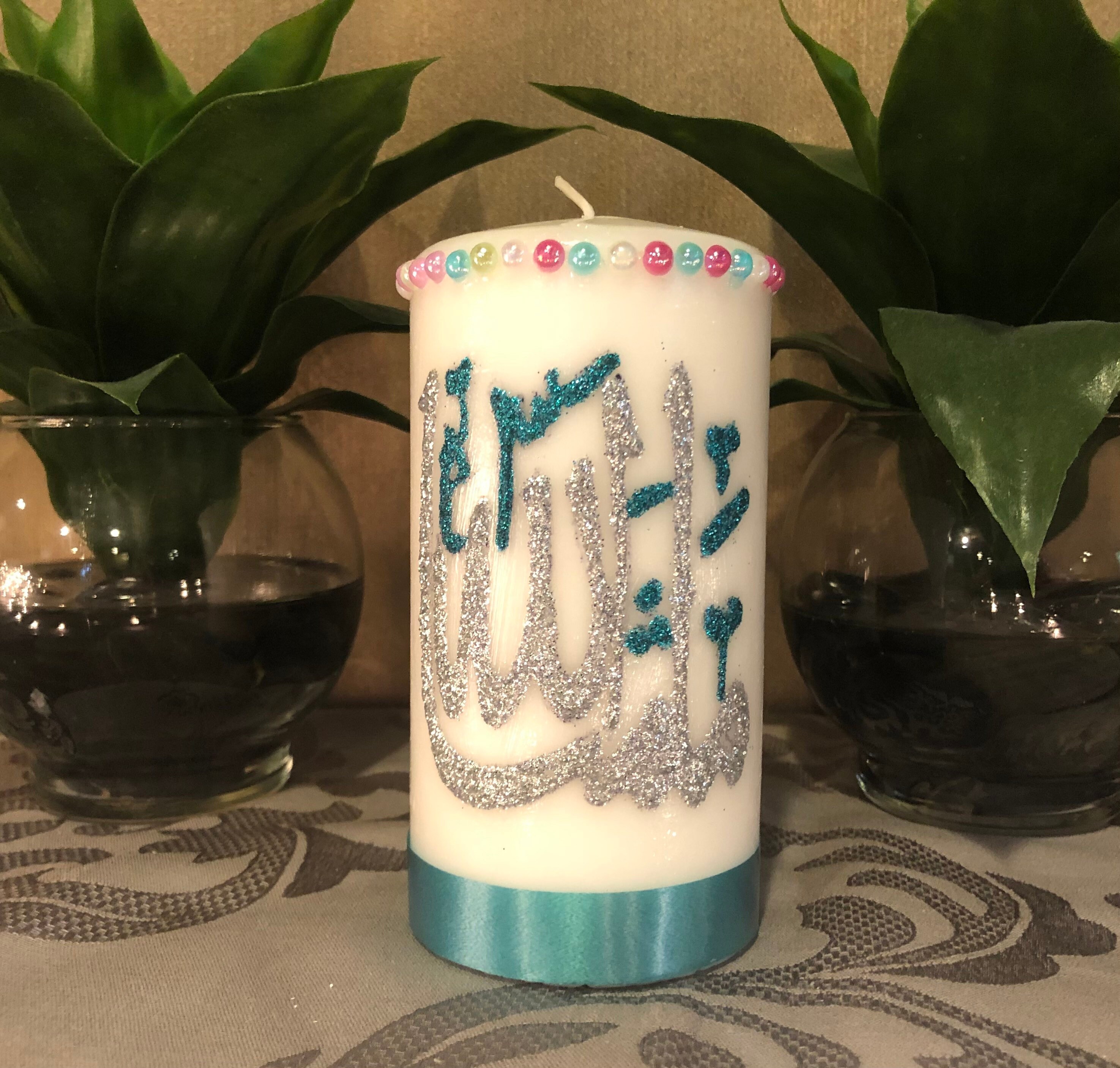 Islamic Candle,mashaallah,unscented Candle,islamic Table Decor, Eid