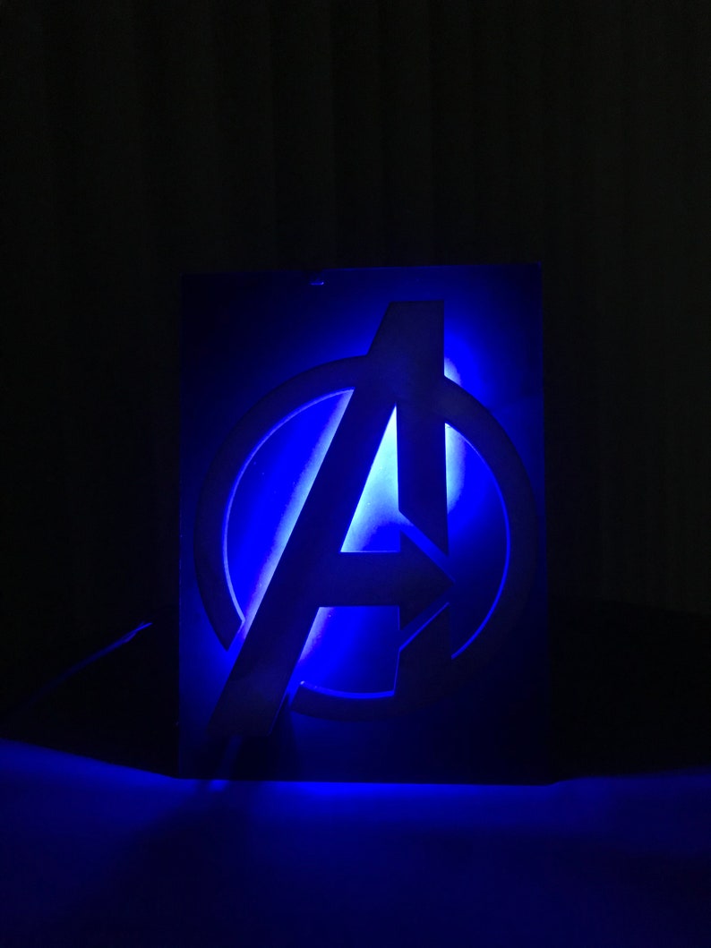 Avengers Logo LED Wall Sign Illuminated Glass Frame Ironman Etsy