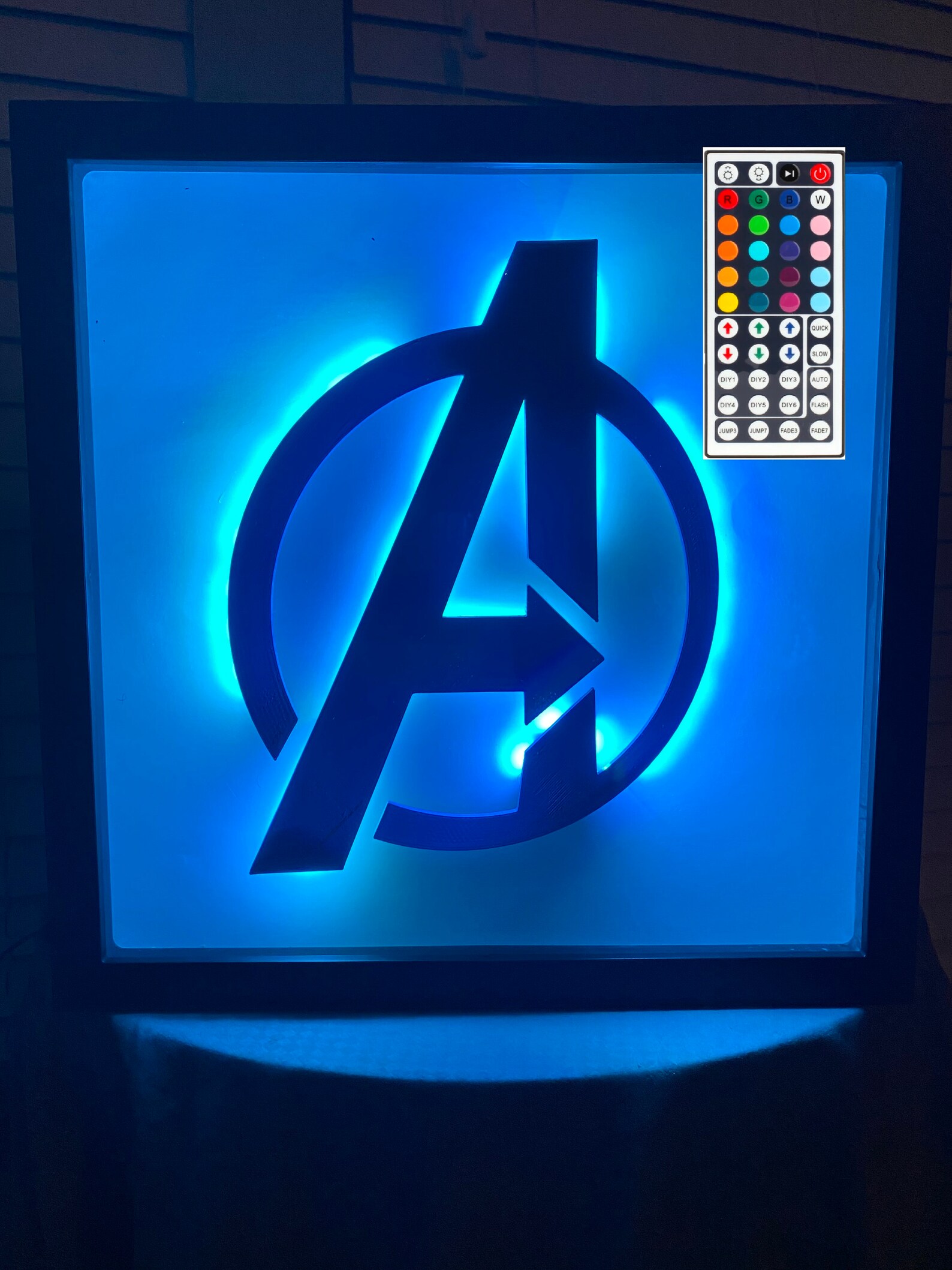 Large Avengers Logo LED Wall Sign Illuminated Glass Frame Etsy
