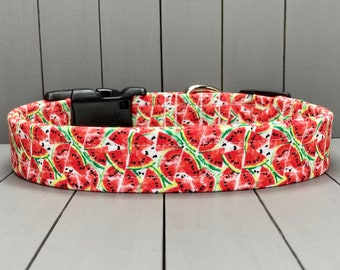 Watermelon Dog Collar, Handmade, Fabric Covered Nylon Webbing Core ~ Mini Melons