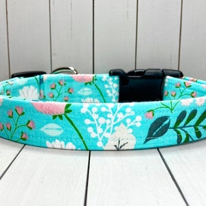 Floral Dog Collar, Handmade, Fabric Covered Nylon Webbing Core ~ Garden Party Floral