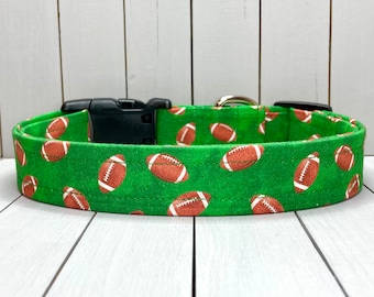 Sports Dog Collar, Handmade, Fabric Covered Nylon Webbing Core ~ Footballs