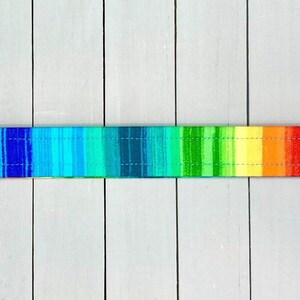 Rainbow Dog Collar, Handmade, Fabric Covered Nylon Webbing Core Rainbow Stripe 画像 3