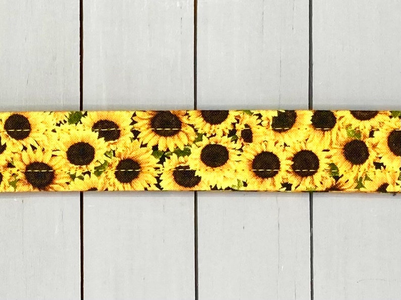 Floral Dog Collar, Handmade, Fabric Covered Nylon Webbing Core Sunflowers image 3