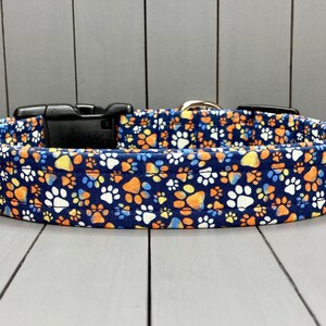 Paw Print Dog Collar, Handmade, Fabric Covered Nylon Webbing Core ~ Tie-Dye Paw Prints