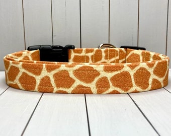 Animal Print Dog Collar, Handmade, Fabric Covered Nylon Webbing Core ~ Giraffe