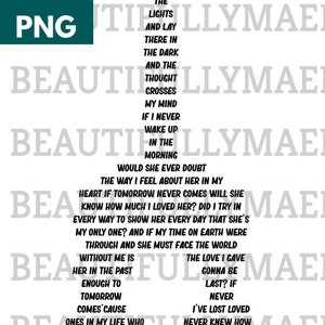 If Tomorrow Never Comes Lyric Guitar SVG PNG Song Digital Download