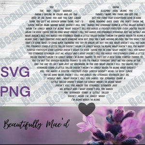 Stronger Lyric Heart SVG PNG Song Digital Download