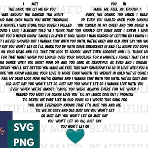 Say you Wont Let Go Lyric Heart SVG PNG Song Digital Download