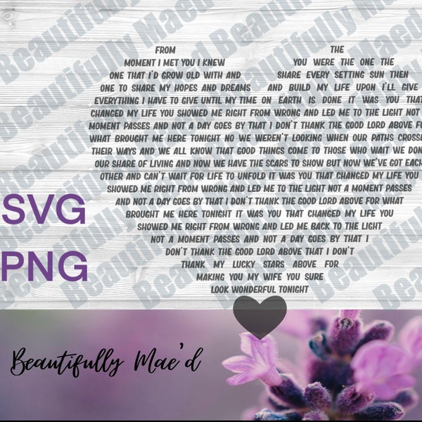 You Lyric Heart SVG PNG Song Digital Download