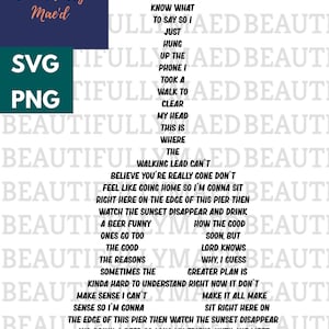 Drink a Beer Lyric Guitar SVG PNG Song Digital Download