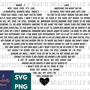 I Wont Give Up Lyric Heart SVG PNG Song Digital Download