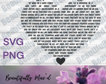 Steady Heart Lyric Heart SVG PNG Song Digital Download