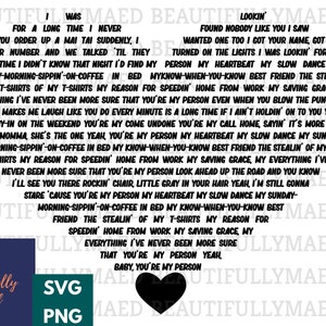 My Person -  Lyric Heart SVG PNG Song Digital Download