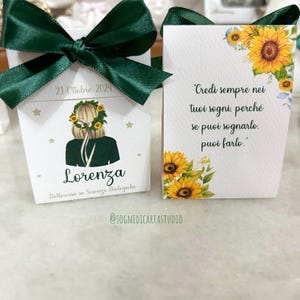 Scatolina laurea confetti personalizzabile aperta ai lati