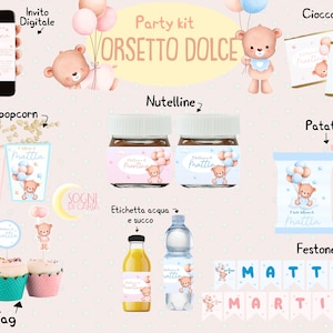 Party kit orsetto dolce bomboniere confetti compleanno battesimo