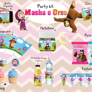 Party kit Masha e orso bomboniere confetti compleanno battesimo