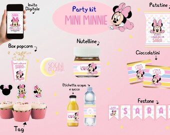 Party kit mini Minnie favors with confetti for birthday baptism