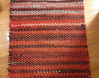 Twined Rag Rug 33" x 25"