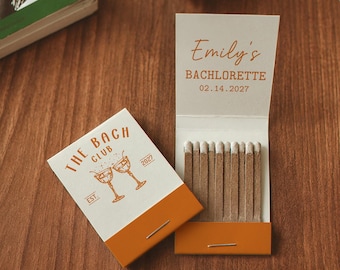Custom Bachelorette Party Matchboxes, Personalized The Bach Club Matchebooks, Wedding Favors, Bulk Personalized Matches for Party Favors