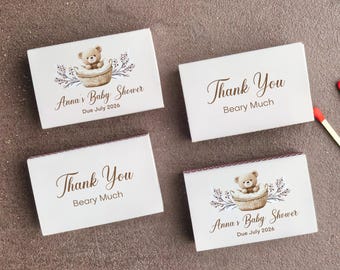 Baby Shower Matchboxes Teddy Bear Baby Shower Favor Thank You Beary Much Custom Baby Shower Gifts for Guests Sprinkle Party Decorations Idea