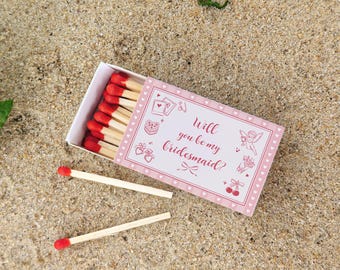 Custom Bridesmaid Proposal Matchbook, Will You Be My Bridesmaid Matchboxes Favors, Personalized Bridal Party Gift, Maid of Honor Gift Match